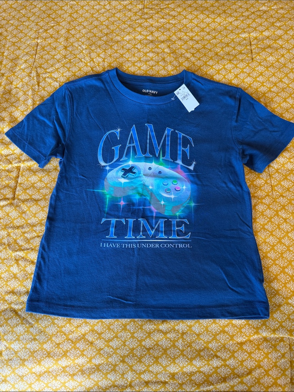 Old Navy Blue 'Game Time' Graphic Tee with Controller Design
